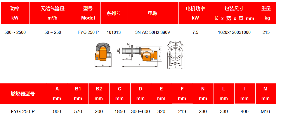 FYG250 P燃气燃烧器