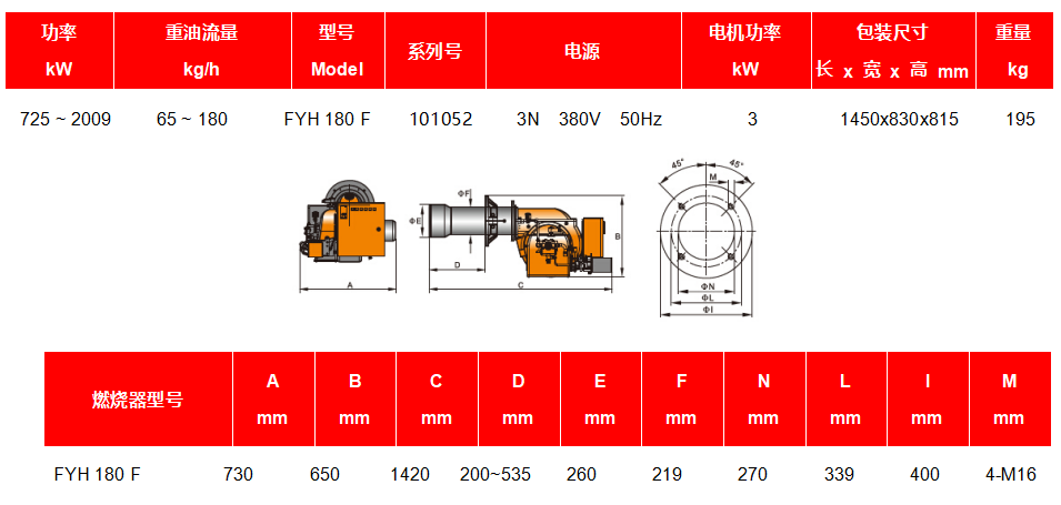 FYH180重油燃烧器